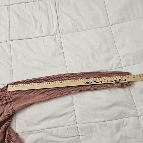 Lululemon Cardigan 8 Still Movement Wrap Heathered Quicksand Pink Sweater Hooded - Picture 9 of 9